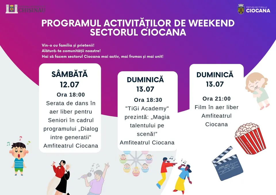 Programul activităților de weekend, sectorul Ciocana