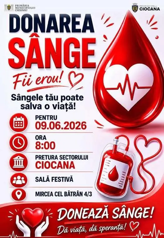 🩸❤️ Donează sânge. Oferă o șansă la viață!