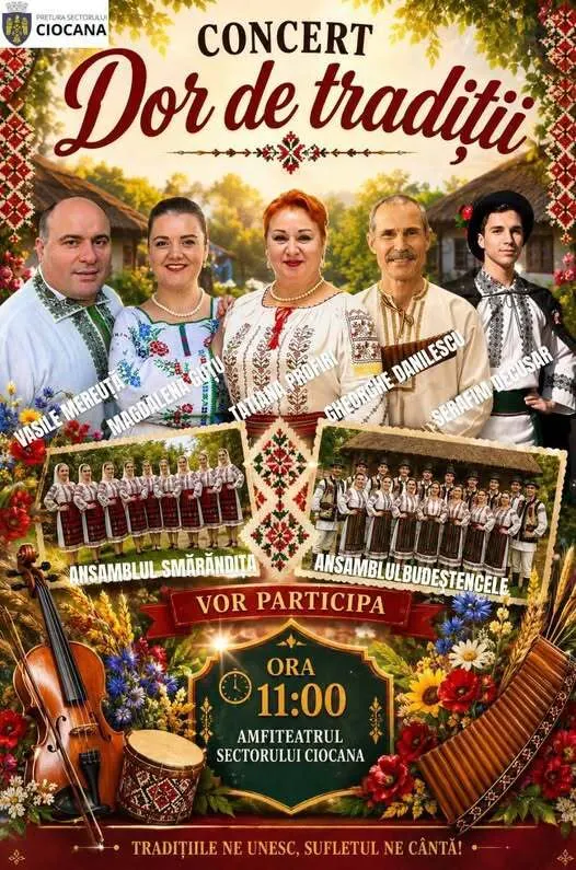 🎶 Vă invităm cu drag la concertul folcloric „Dor de tradiții”!