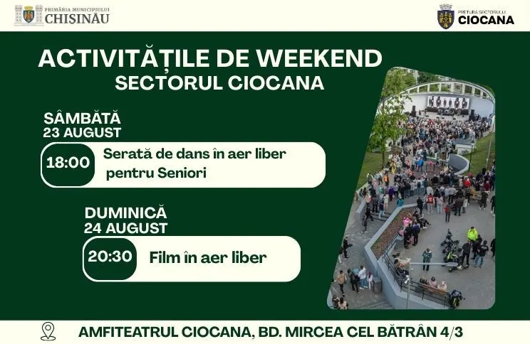 Evenimentele din acest weekend, organizate de Pretura sectorului Ciocana