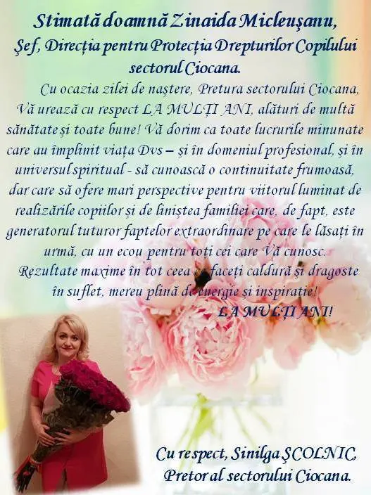 La mulți Ani, Doamna Zinaida Micleușanu!